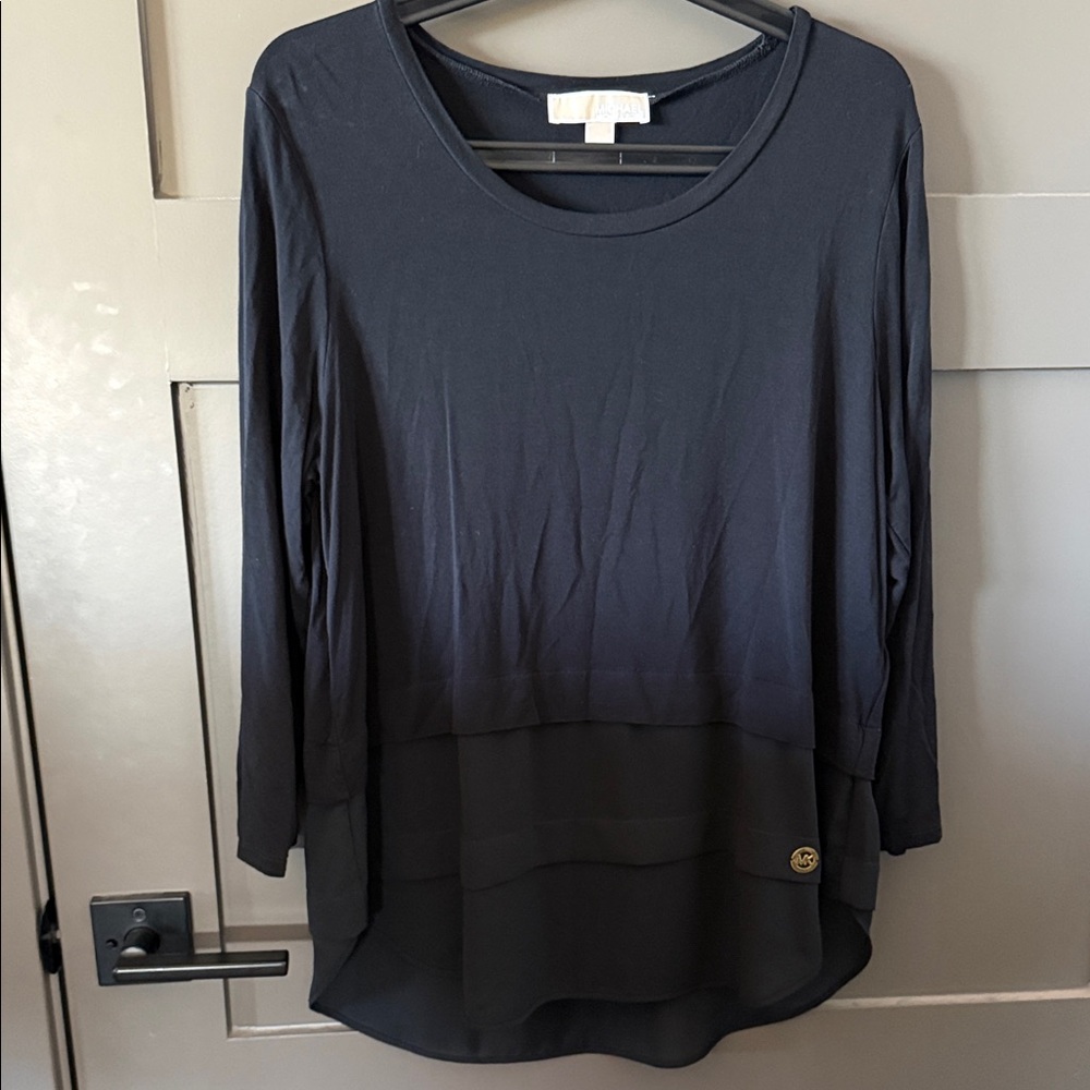 Michael Kors black 3/4 Sleeve, mixed media Top - large